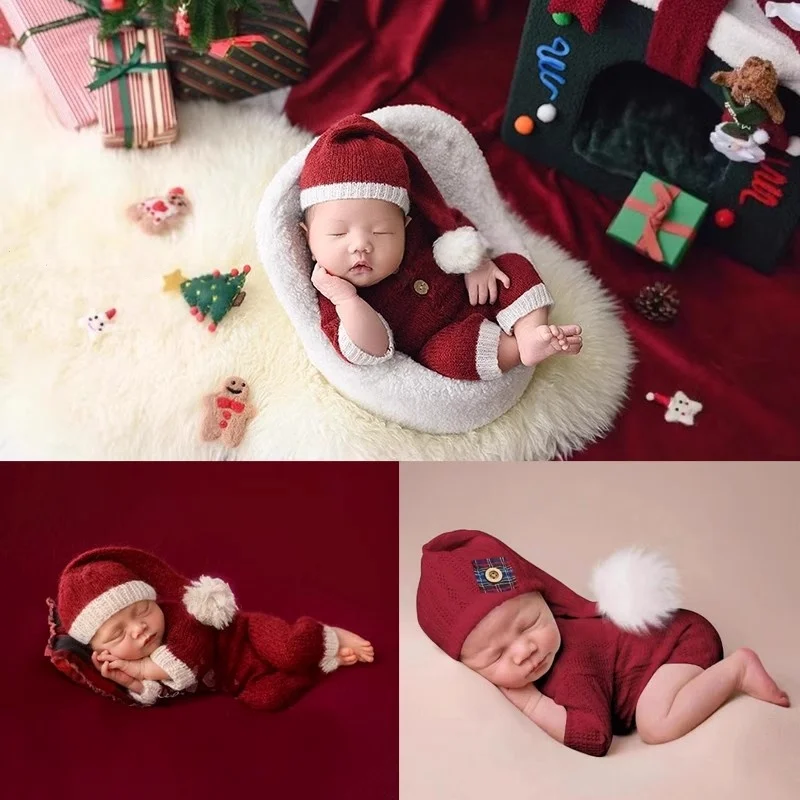 Newborn Christmas Outfit  Newborn photography props Baby Romper Jumpsuit  Photography  Studio Shoots Accessories