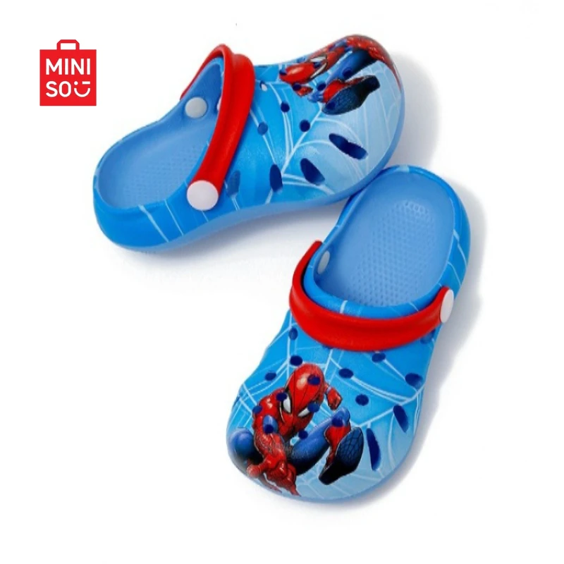 

Сабо Miniso 2025 Disney Spider-Man, быстросохнущая обувь для воды для мальчиков, нескользящие уличные сандалии