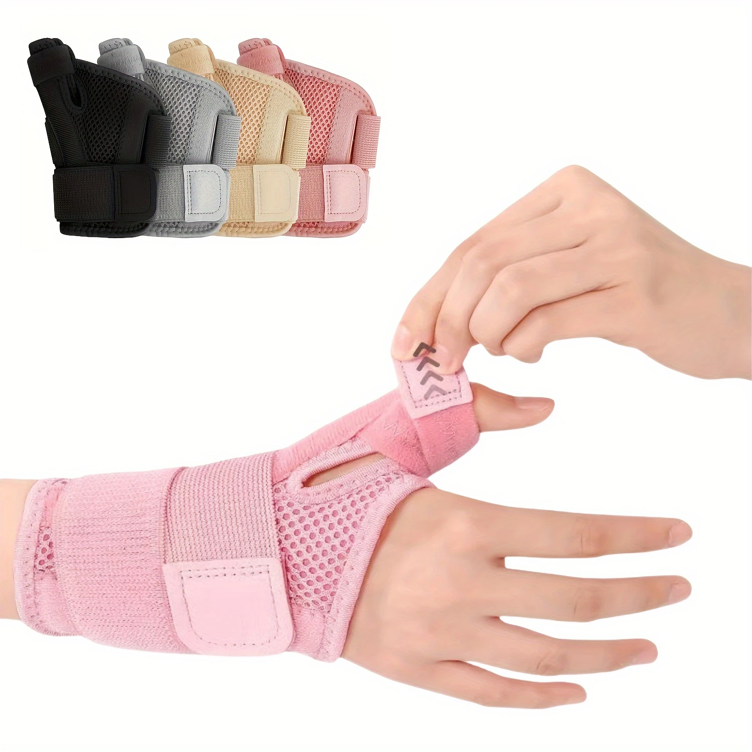 Breathable Thumb Wrist Support Brace with Splint for Tendonitis & Arthritis, Adjustable Straps, Ergonomic Stabilizer, Pain Relie