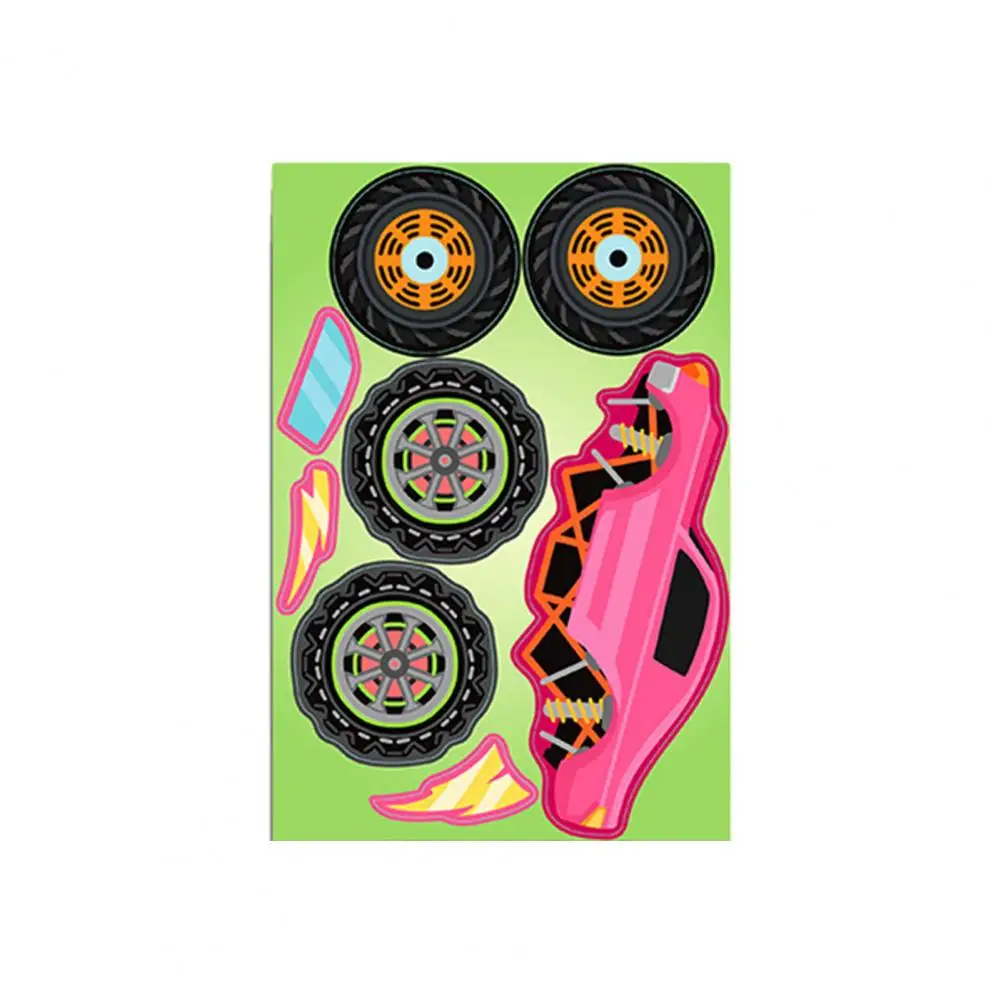 Car Sticker Set Durable Vehicle Decals 8 Sheets Cartoon Car Puzzle Sticker Set Self-adhesive Waterproof Pvc for Diy for Cup