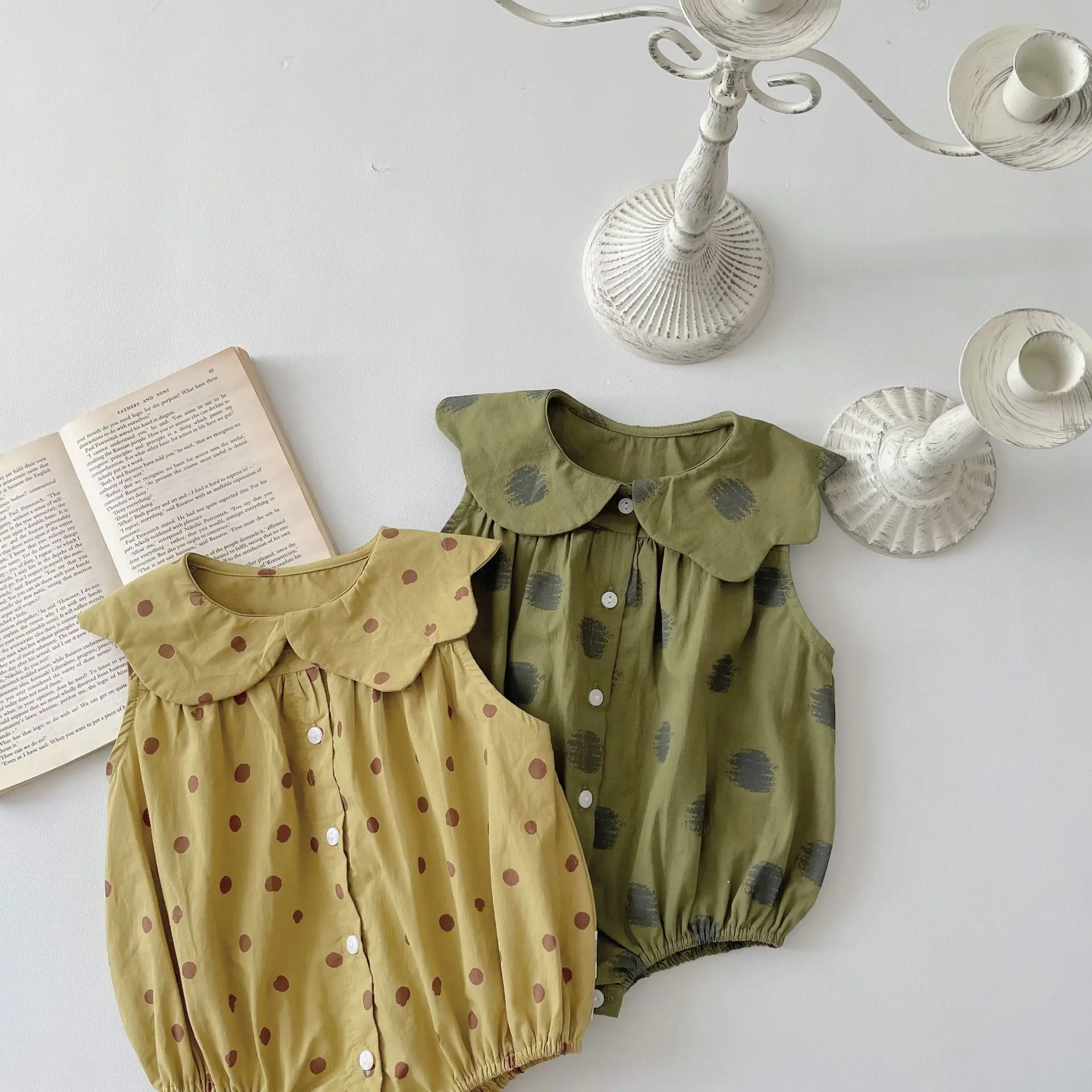 

Summer Baby Clothing Retro Polka Dot Sleeveless Baby Romper For Baby Girls Bodysuit Infants Girls Clothing