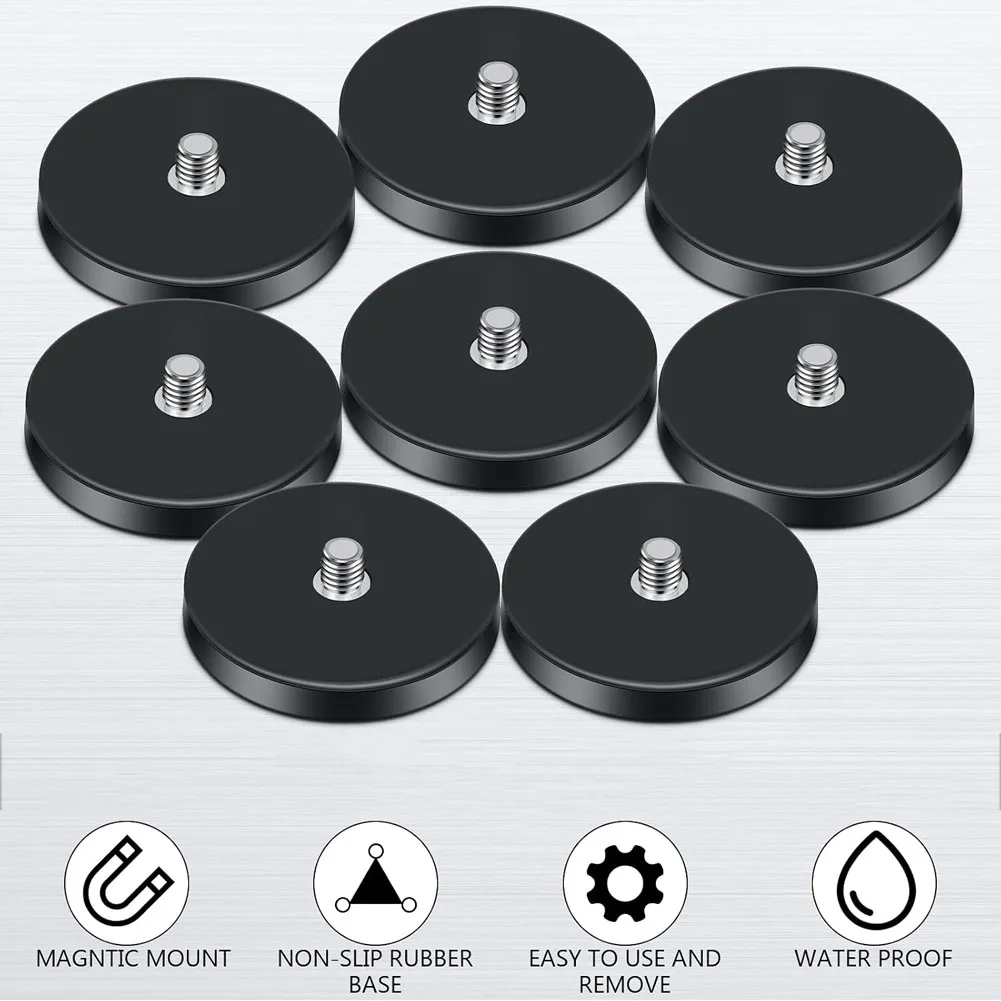 1PCS Black Neodymium Magnet with Rubber Coating C43/66/88 Stud Mount for Painted Surface Compatible with Camera Tools