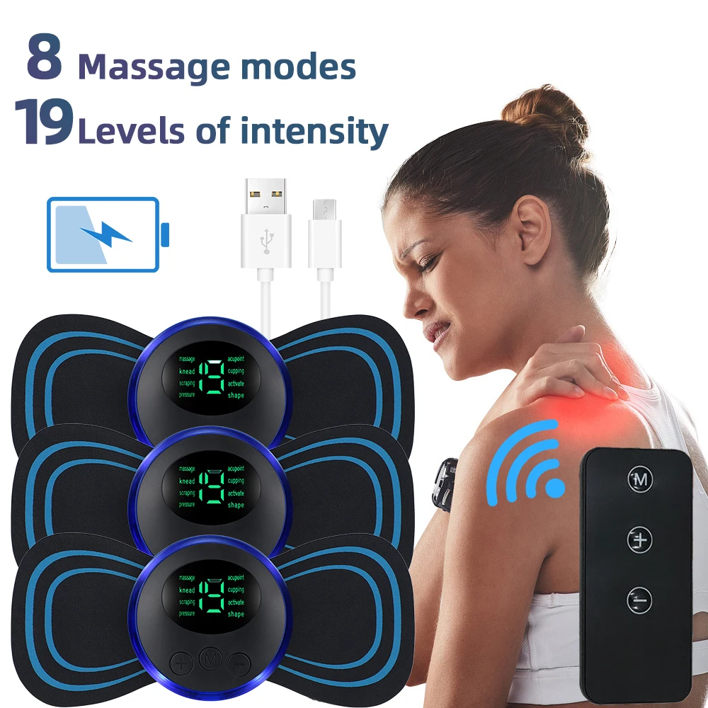 EMS Electric Neck Massager Muscle Massage Stimulator Low Frequency Instrument Back Cervical Calf Patches Joints Relief Body