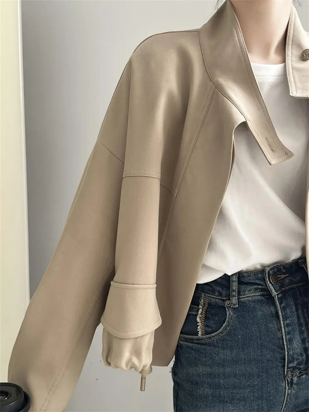 CGC Autunno Inverno Breve Bomber Giacca da Donna Casual Colletto con Risvolto Capispalla 2024 di Nuovo Modo monopetto Cappotti e Giubbotti