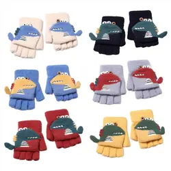 Cartoon Baby Mittens Winter Warm Kids Baby Girl Gloves Knitted Children  Mitten Winter Gloves Kids 4-8Years