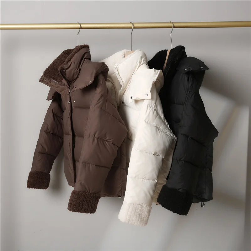 Women's Autumn Winter Top Coat Cotton Coat Hooded Pockets Thickened Fleece Lining Simple Comfortable New Niche Versatile Skinny