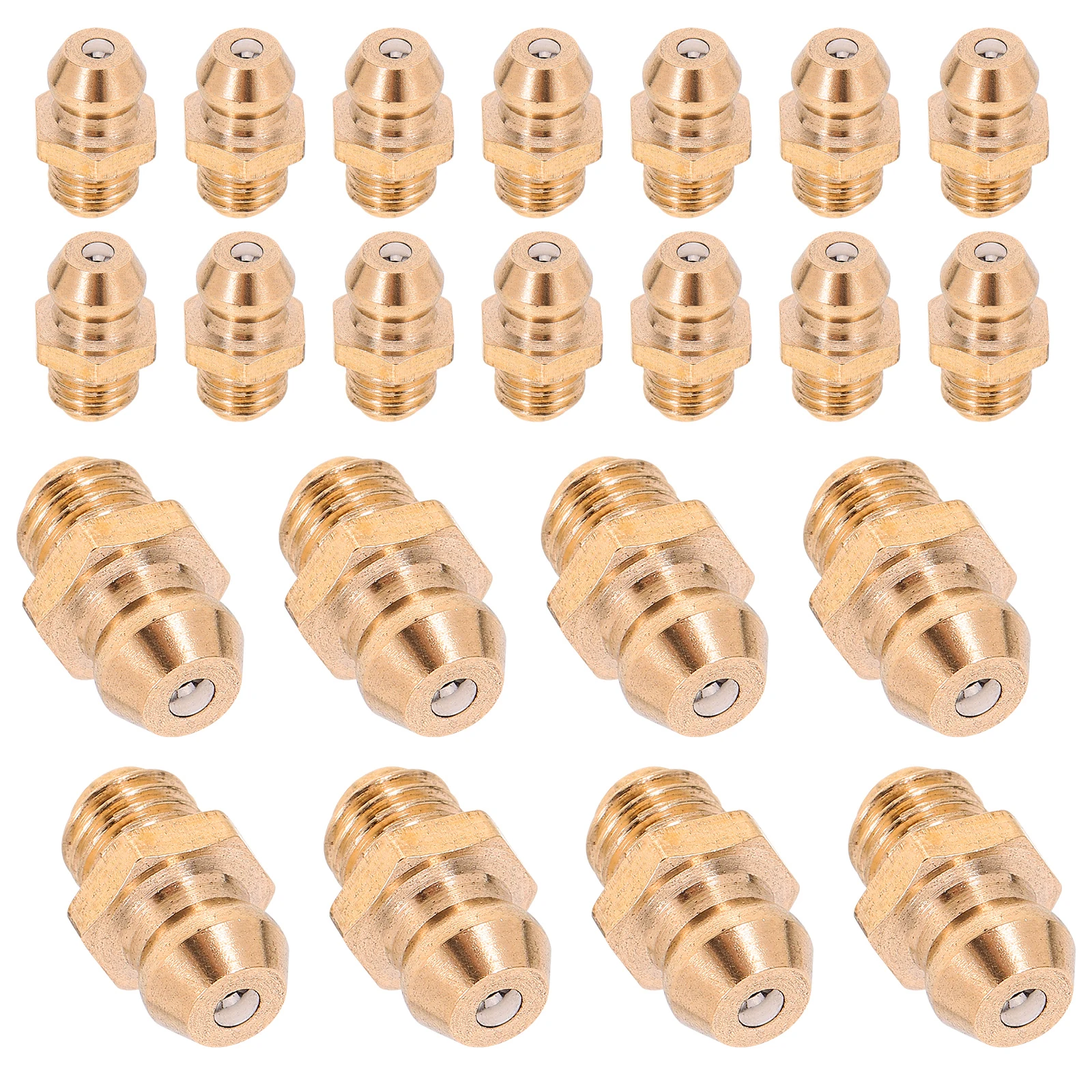 

25pcs Brass Grease Fittings Angle Zerk Fittings Lubrication Nozzles Set Automotive Industrial Use Straight 1/4-28 Thread