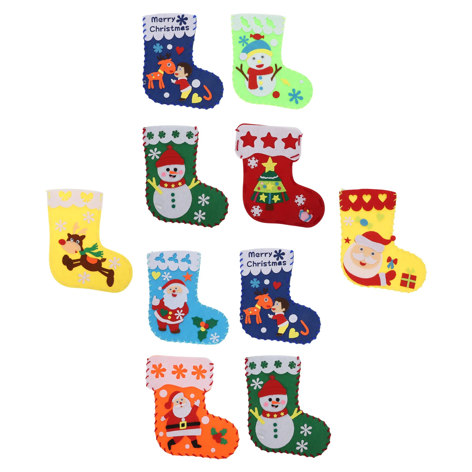 

10Sets Christmas Stocking Material Bag Kit Handcraft DIY Stocking Pendant Kids Educational Craft Christmas Gift Decoration