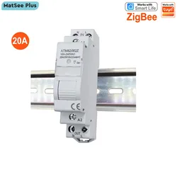 Smart ZigBee Switch Breaker 20A Din Rail Energy Monitor Meter Timer App Control Support ZigBee2MQTT Work with Tuya