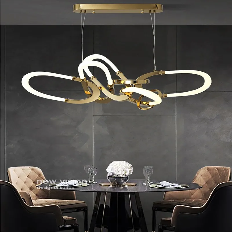 New Irregular Chandelier Restaurant Chandelier Circular Decorative Art Chandelier Stainless Steel Electroplated Home Decoration