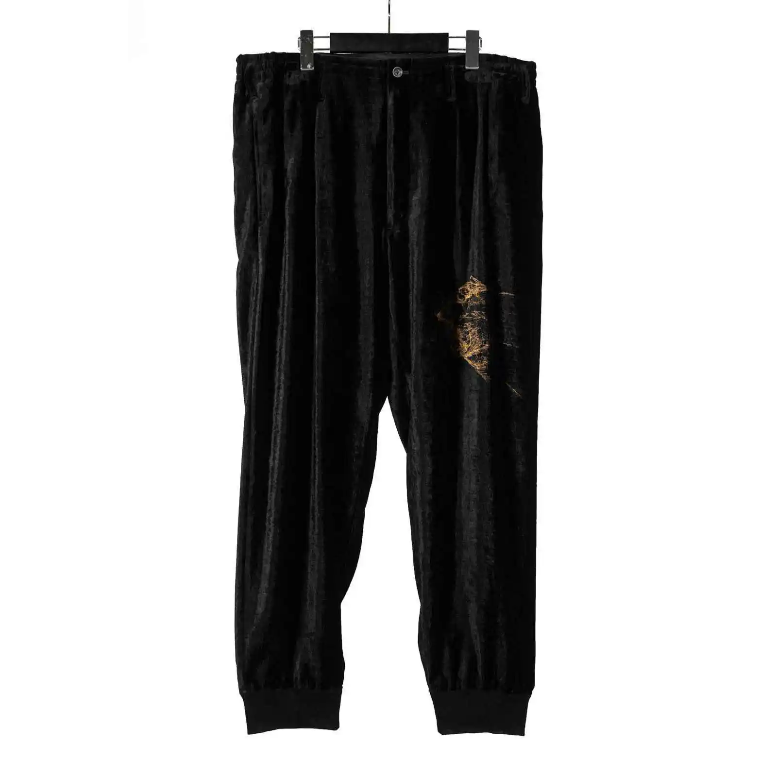 

TOP-YAMAMOTO Japanese original design dark and niche straight velvet printed skinny casual pants