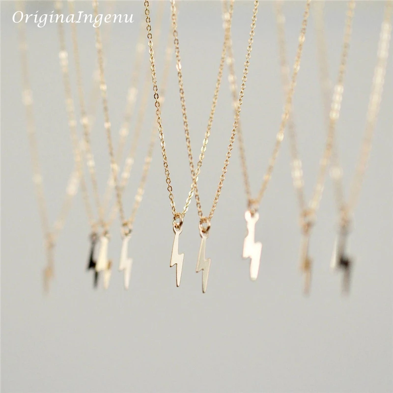14K wypełnione złotem wisiorki z błyskawicami naszyjnik ręcznie robiona biżuteria złoty Choker naszyjnik Collier Femme Kolye biżuteria Boho naszyjnik