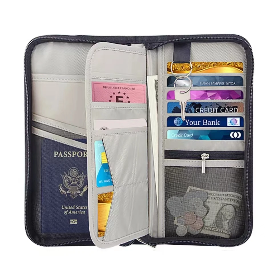 RFID Blocking Travel Document Passport Cover Folder Organizer for Family Trip Gadgets Card Protector Holder Wallet Oxford