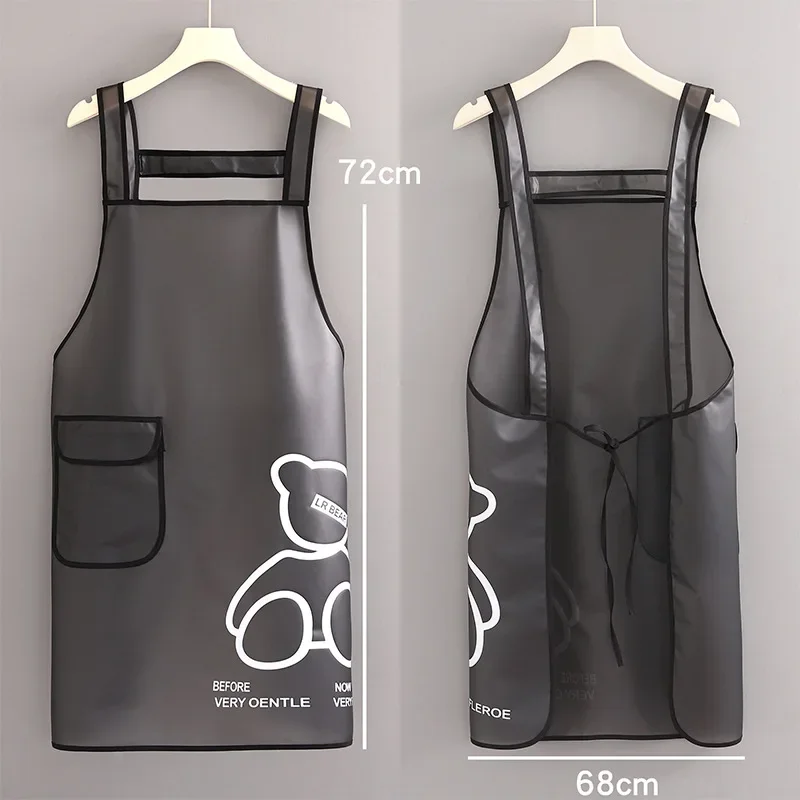 2024 Fashion Apron Home Kitchen Waterproof And Oilproof Aprons Cooking Baking Apron Adults Workwear Cute Cartoon Print Apron