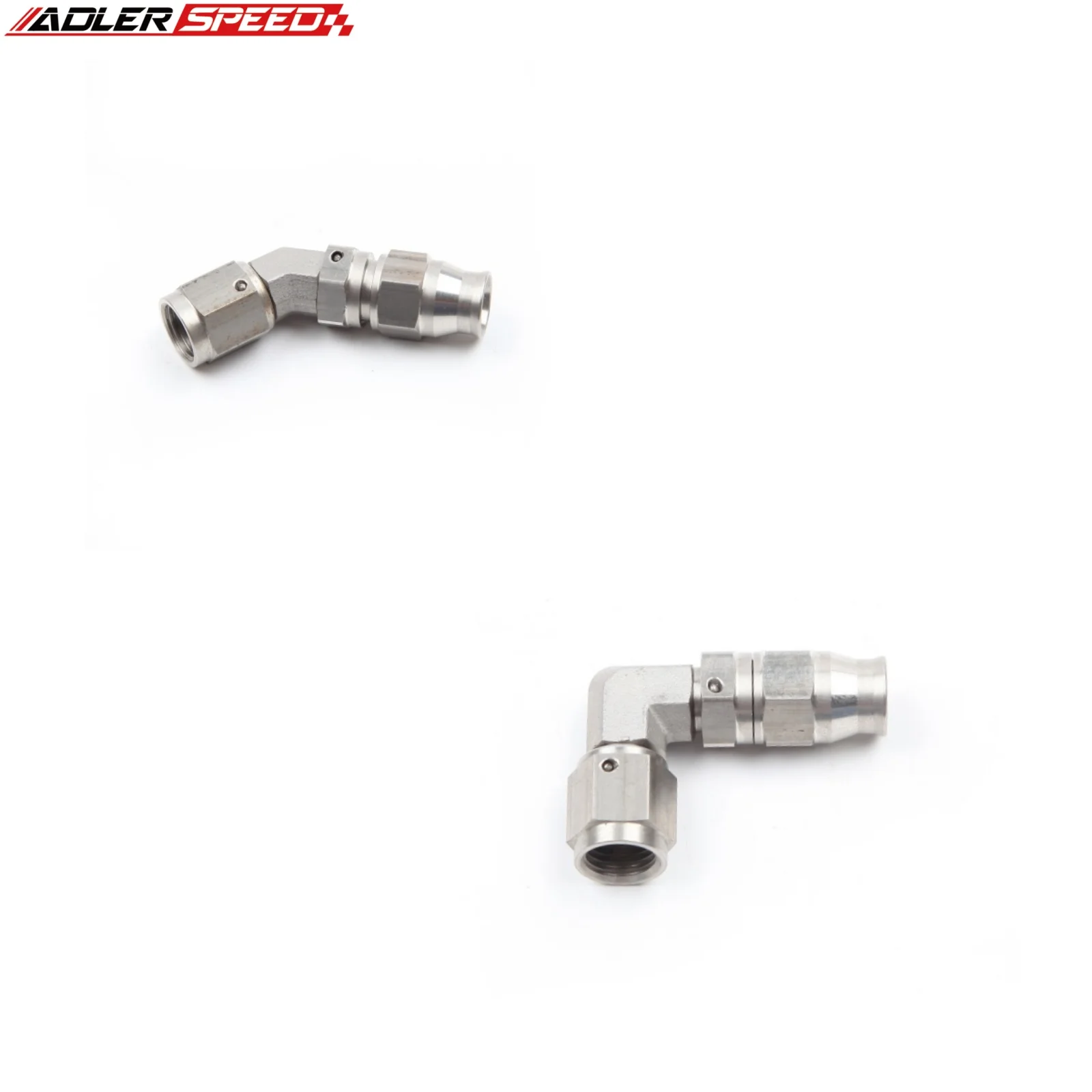 Adaptateur d'extrémité de tuyau pivotant en PTFE, 45 degrés /90 degrés -4AN AN4 JIC, en acier inoxydable