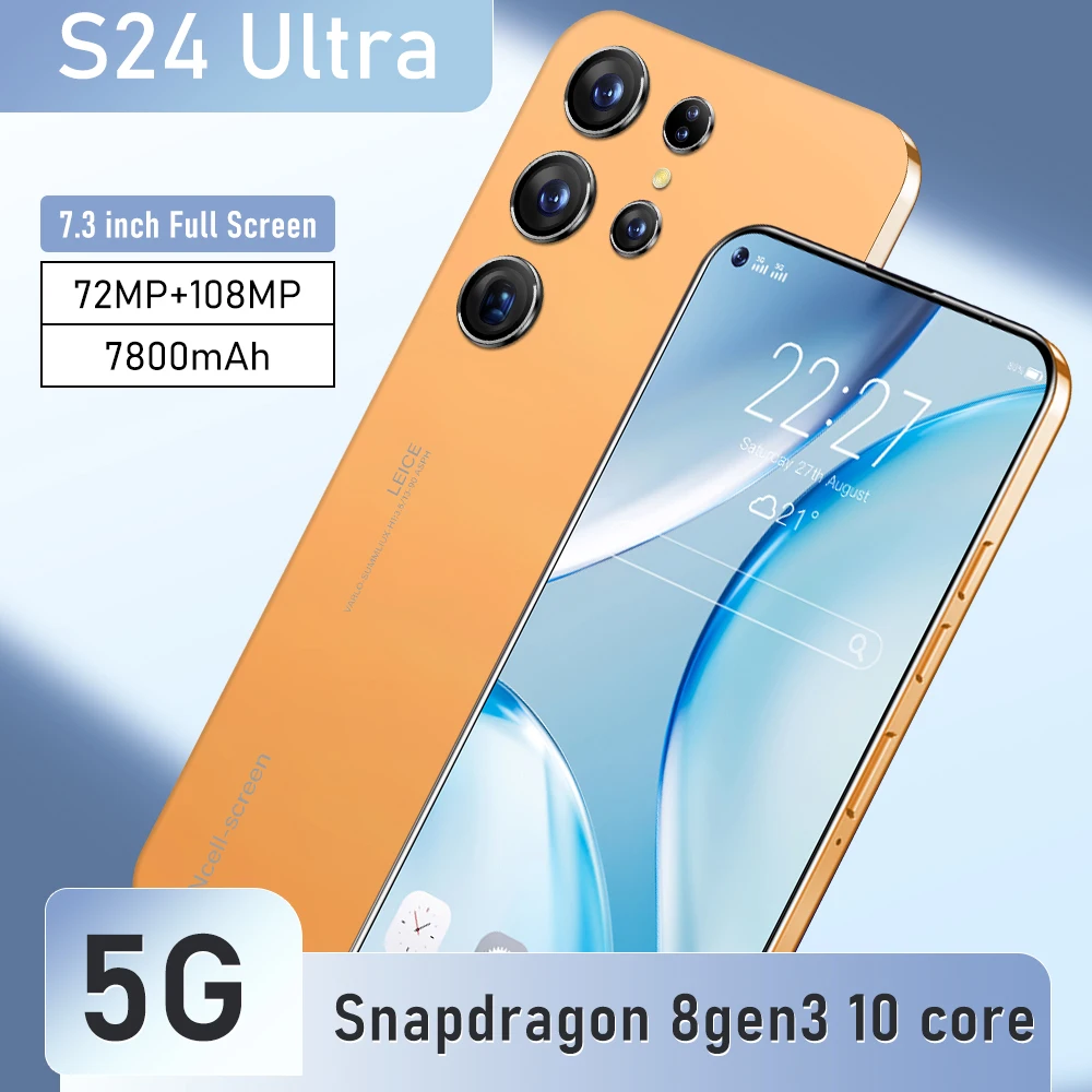 S24 Ultra Smartphone 7.3inch HD 22GB+2TB memory 7800mAh Battery 72MP+108MP  cameras  Face Unlocked  mobilephone Global Version