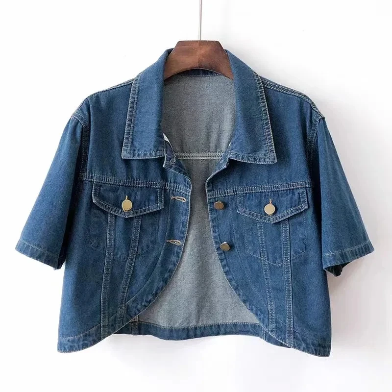 2026 Summer New Short sleeved Denim Jacket For women's Korean version Versatile Short Cowboy Coat Female Shawl Jackets Tops
