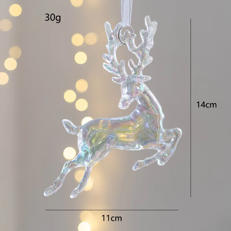 Colorful Transparent Jingling Bell Elk Christmas Tree Pendant 2025 Noel Tree Hanging Decor Merry Christmas Feliz Navidad Decor