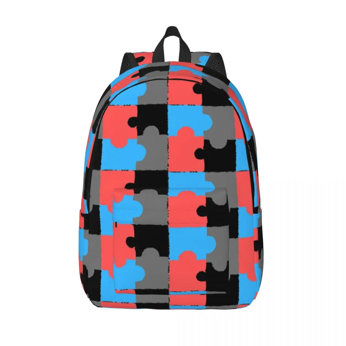 Puzzle Pattern Pink Blue Backpack for Men Women Casual High School Business Daypack Laptop Computer Shoulder Bag Sports