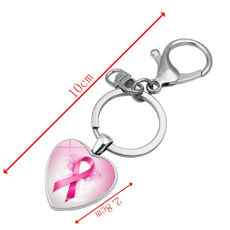 Cute Pink Ribbon Keychain Women's Prevention Mammary Gland Awareness Publicize Sign Key Chain Charity Activity Kit Jewelry Gift