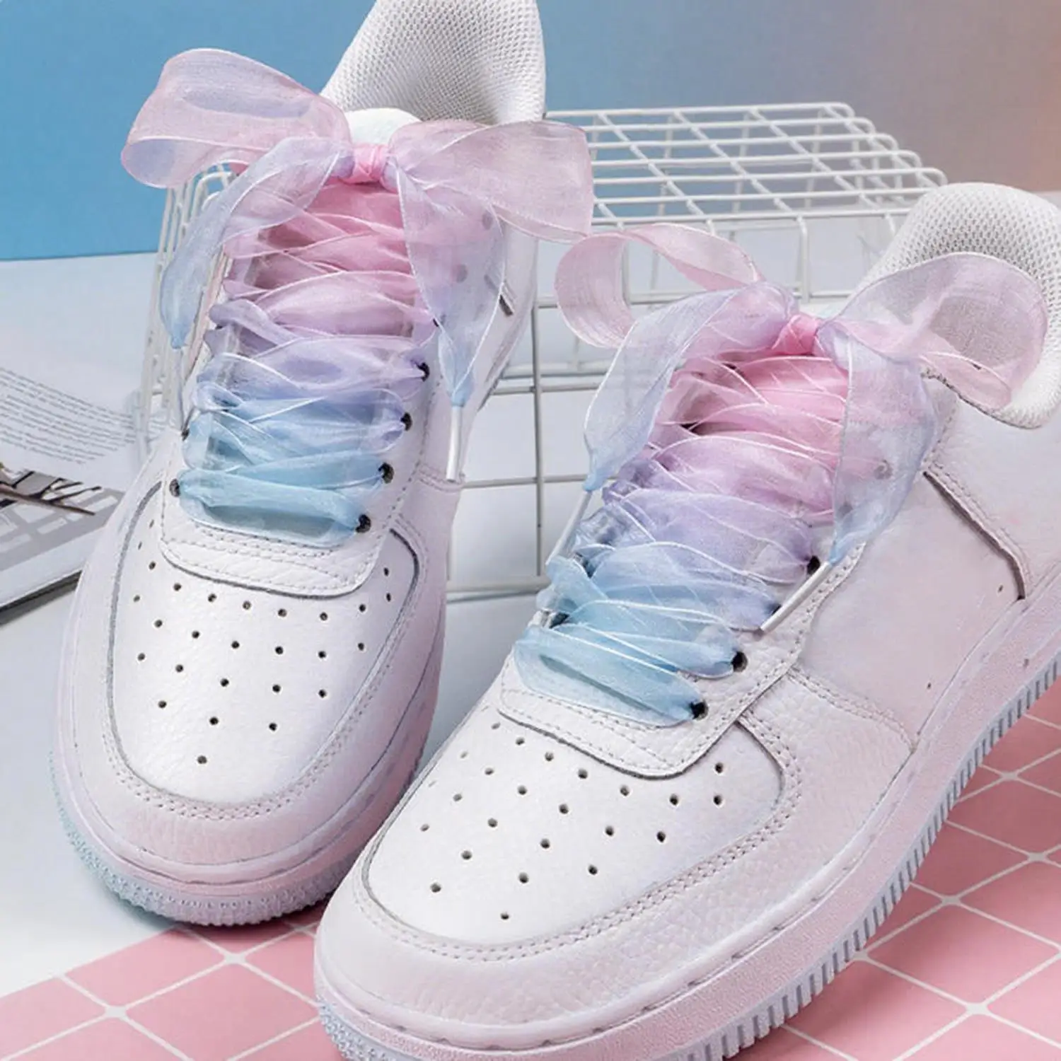 جديد عرض شقة الحرير رباط الحذاء الشيفون الغزل أربطة الحذاء أحذية رياضية حبل حذاء كبير القوس الأربطة للأحذية 120 سنتيمتر إكسسوارات أحذية #1