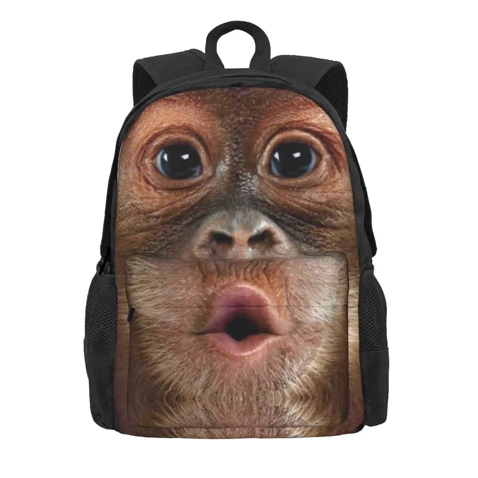 Big Face Baby Orangutan Monkey Hot Sale Schoolbag Backpack Fashion Bags Face Baby Orangutan Monkey Forest Hyper Realistic