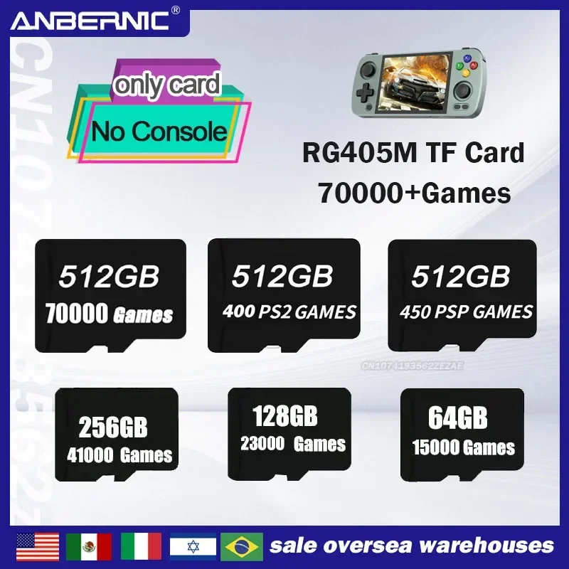 ANBERNIC-Consolas de Videogames, Cartões de Memória, PS2, MAME, PSP, Classic, Mini, Jogos, PS2, RG405M, Cartão TF, Videogames, 3ds, RG405M, 512G