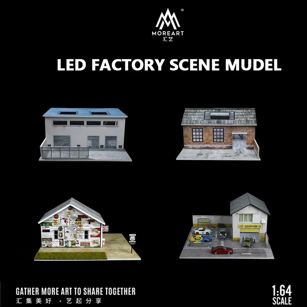 

Диорама 1/64, модель гаража автомобиля, светодиодное освещение, городская фабрика, парковка автомобиля, сцена, здание, демонстрационная модель, игрушки