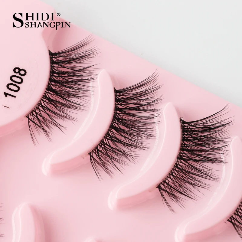 SHIDISHANGPIN 3/5 Paar halbe Wimpern, transparenter Stiel, unsichtbares Band, künstliche Nerzwimpern, wiederverwendbar, falsche Wimpern, natürlich, flauschig – Detail 23