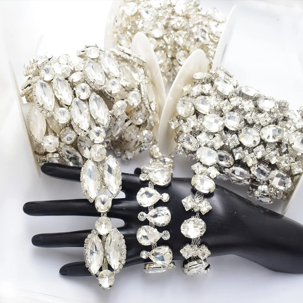 

1/5 Yard Oversized Rhinestone Rhinestone Chain Ornament Used For Sewing Diy Accessories On Wedding Dresses