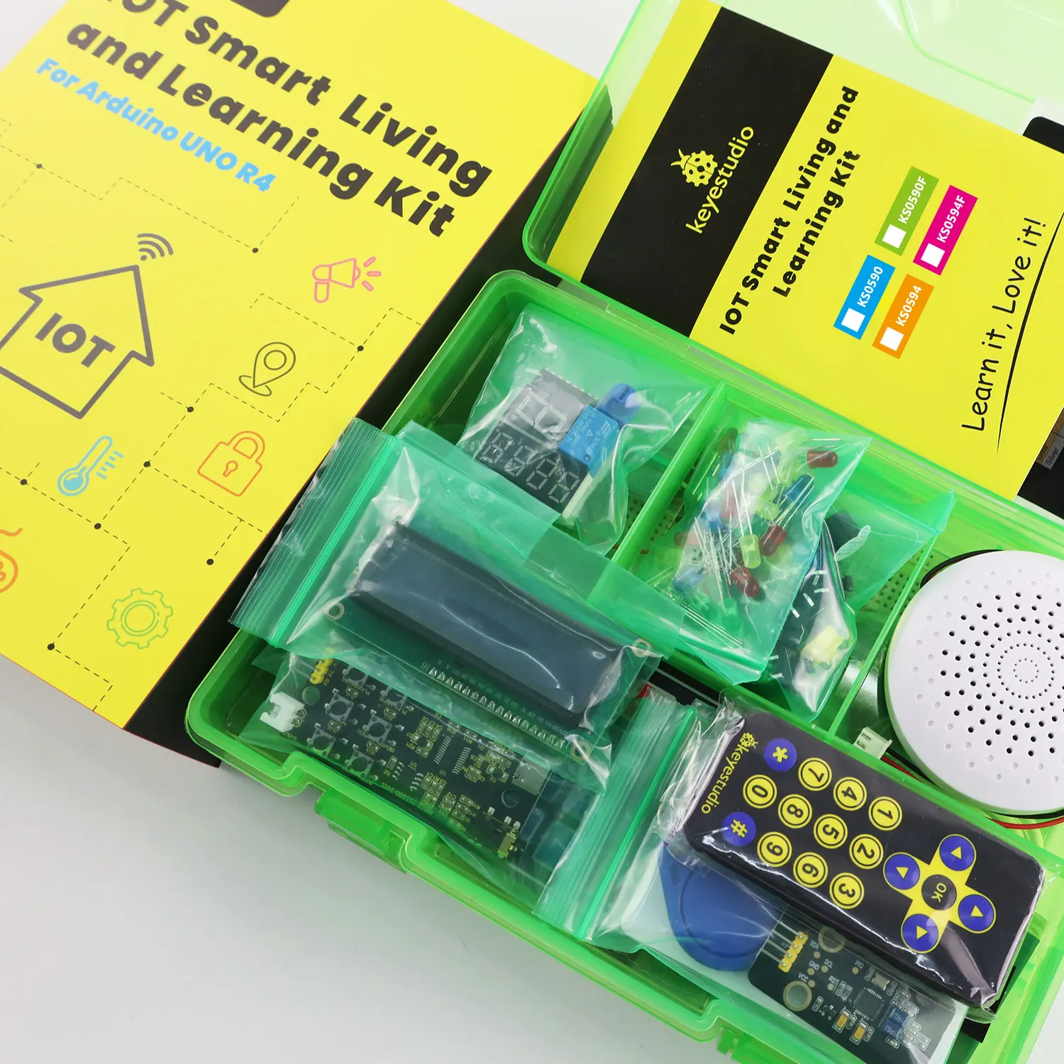 Keyestudio STEM IOT Smart Living Starter Kit für Original Arduino UnoR4 WIFI oder Minima Board DIY Educational Kit + 60 Projekte