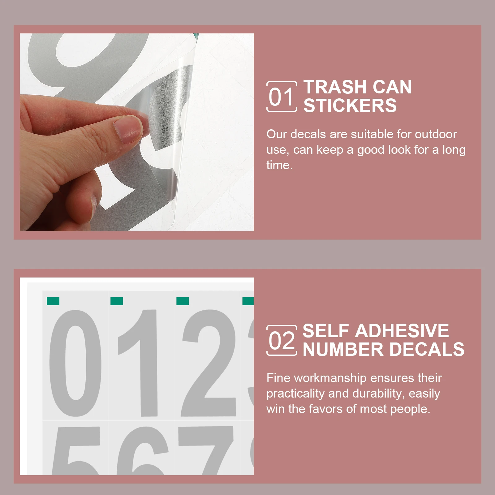 

5 Sheets Trash Can Wheel Recycling Bin Stickers Numbers for Bins Small Transh Garbage White Decal Mailbox Travel