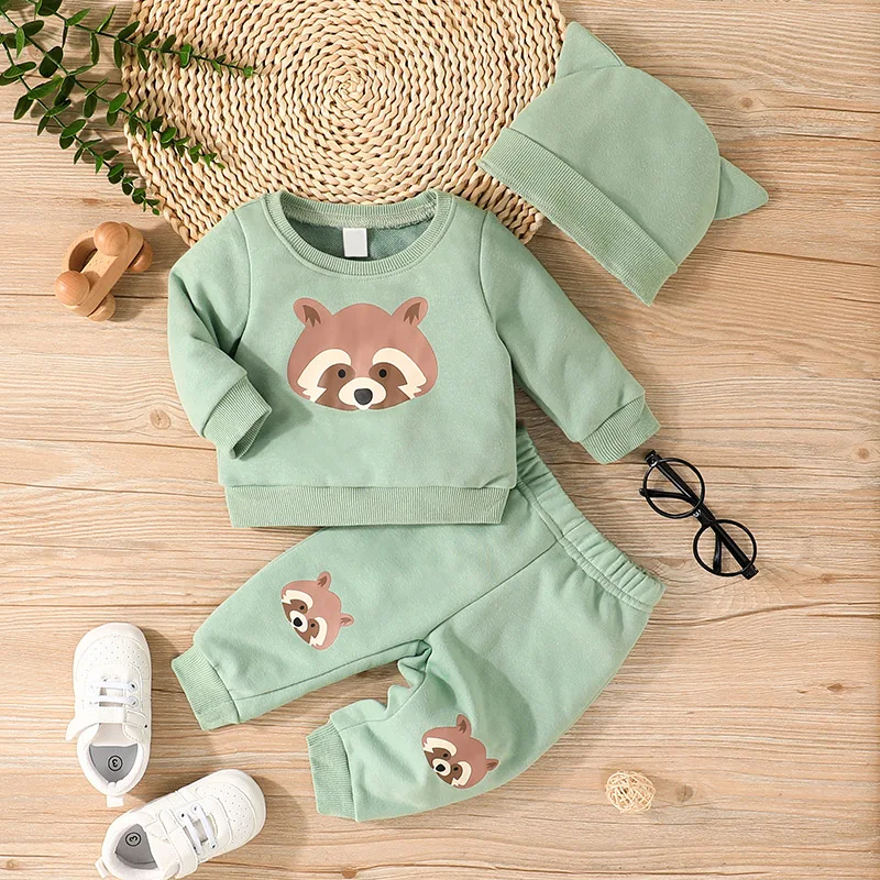 

Kid Boy Girl 3-36 Months Casual Fashion Cartoon Bear Long Sleeve And Pants Outfit Toddler Infant Clothing Set