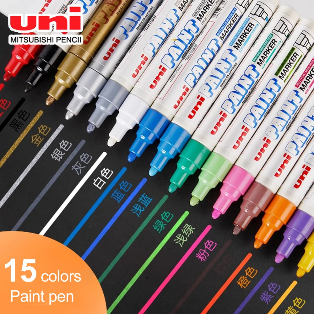 1pcs UNI Paint Markers Waterproof Oily Posca Marker PX-20 0.8-1.2mm PX-21 2.2-2.8mm Tire Touch Up Paint Graffiti Art Supplies