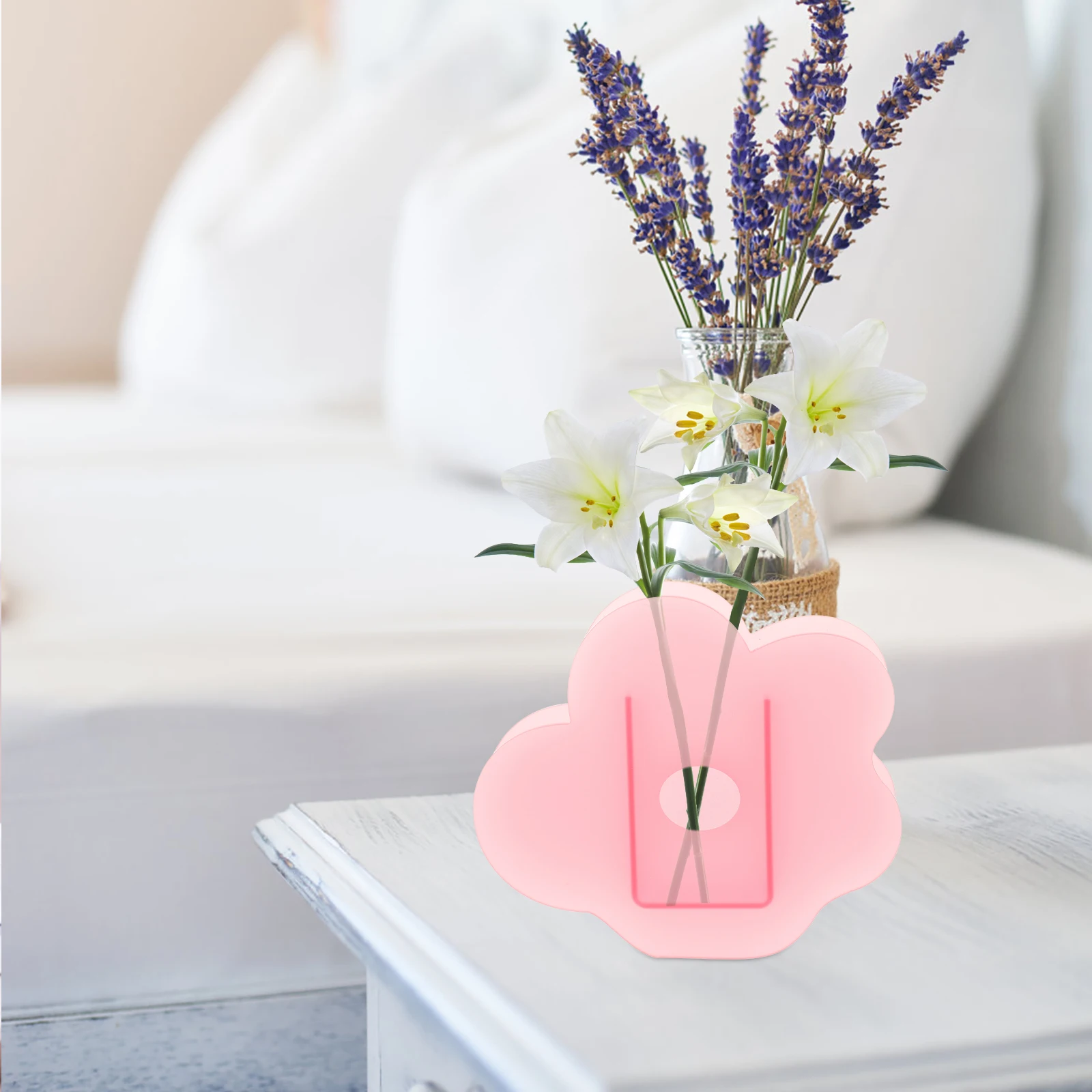 

1Pcs Transparent Acrylic Vase Flower Shaped Creative Tabletop Accessory Unique Indoor Ornament Dried Fresh Flower Holder