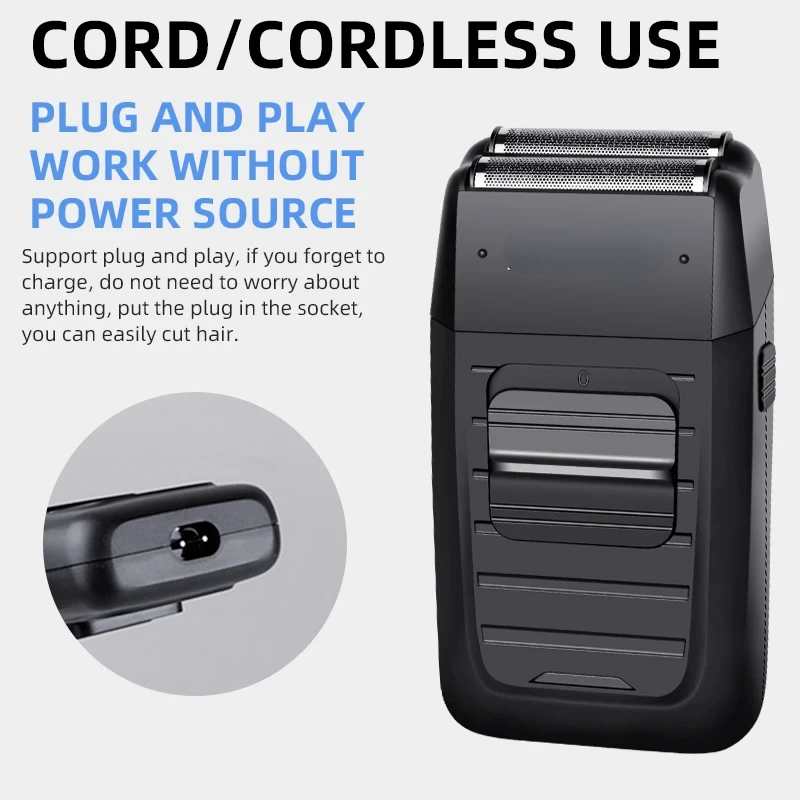 Akumulatorowa golarka akumulatorowa dla mężczyzn podwójne ostrze maszynka do golenia brody pielęgnacja twarzy wielofunkcyjny mocny trymer KM-1102 Vgr T