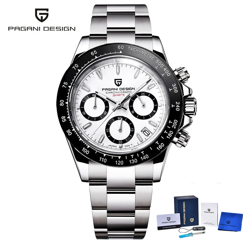 PAGANI DESIGN 2026 New Panda Dial Chronograph Men's Watches Luxury Quartz Watch Men Automatic Date Stainless steel Wrist Watches