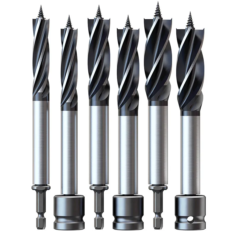 Woodworking drill bit hole opener set with a dedicated 14mm four-edge rotating hole bit for electric wrench. Complete set of hig