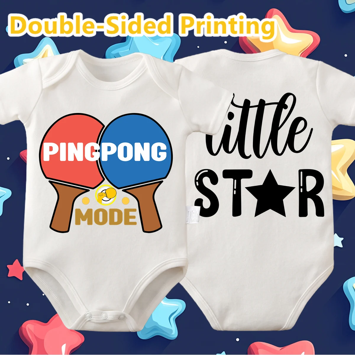 

100% Cotton Bodysuit Double-sided PingPong Cool Printing Comfortable Onesie Cloths for Baby Jumpsuit for 0 To 12 Months Newborn