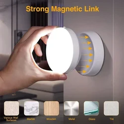 2025 Wireless Round Motion LED Night Light USB Charging Cabinet Night Lamp Bedside Table For Bedroom Home Closet Sensor Lights