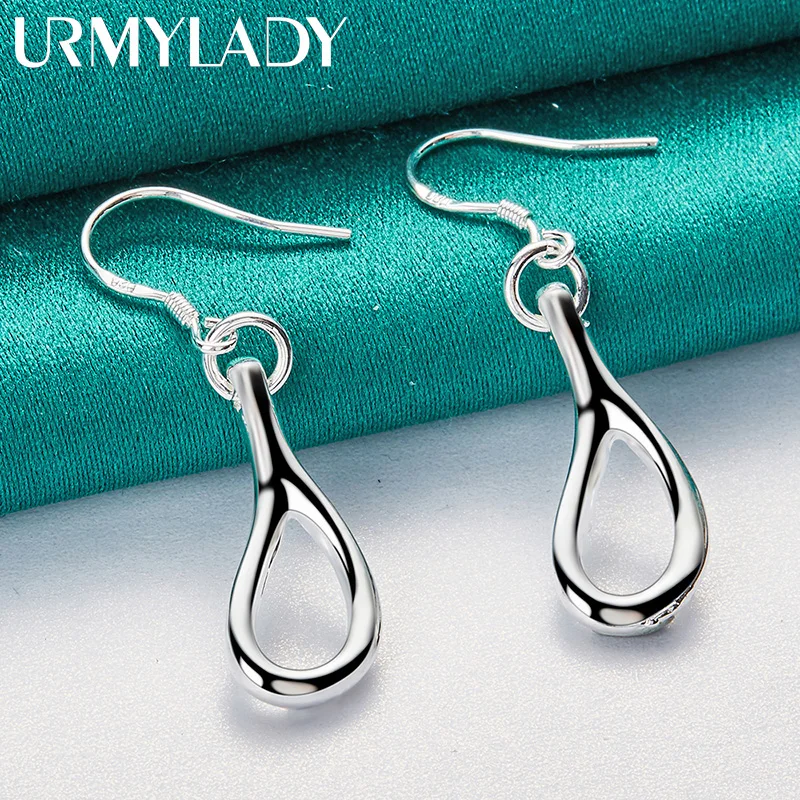 URMYLADY 925 Sterling Silver Water Drop Earrings For Women Wedding Party Fashion Charm Jewelry