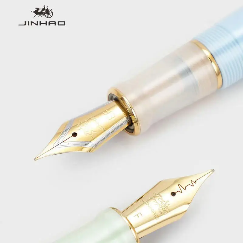 JINHAO 100 Centennial pena air mancur Resin emas klip Nib EF F M siswa pena bisnis alat tulis sekolah perlengkapan kantor