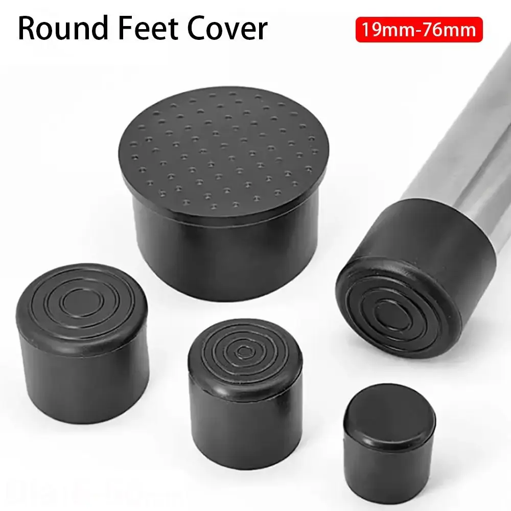 

1Pcs Furniture Feet Chair Leg Caps Table Bottom Cover Black Round Tube Plug Non-Slip Floor Protectors Pads Tubing End Covers