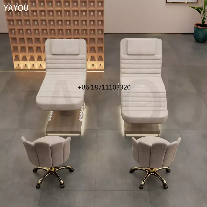 Base de Color madera con Control de pies, mesa de masaje, 3 motores, cama de masaje eléctrica para Spa, tiendas de belleza, cama de masaje Facial