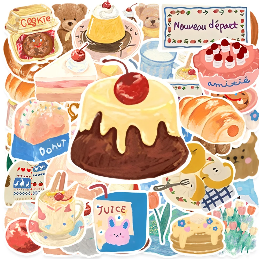 

10/30/50pcs Cute Cartoon Bear Cake Vinyl Stickers Kid Waterproof DIY Notebook Guitar Stationery Phone Aestheti Sticker Toy Gifts