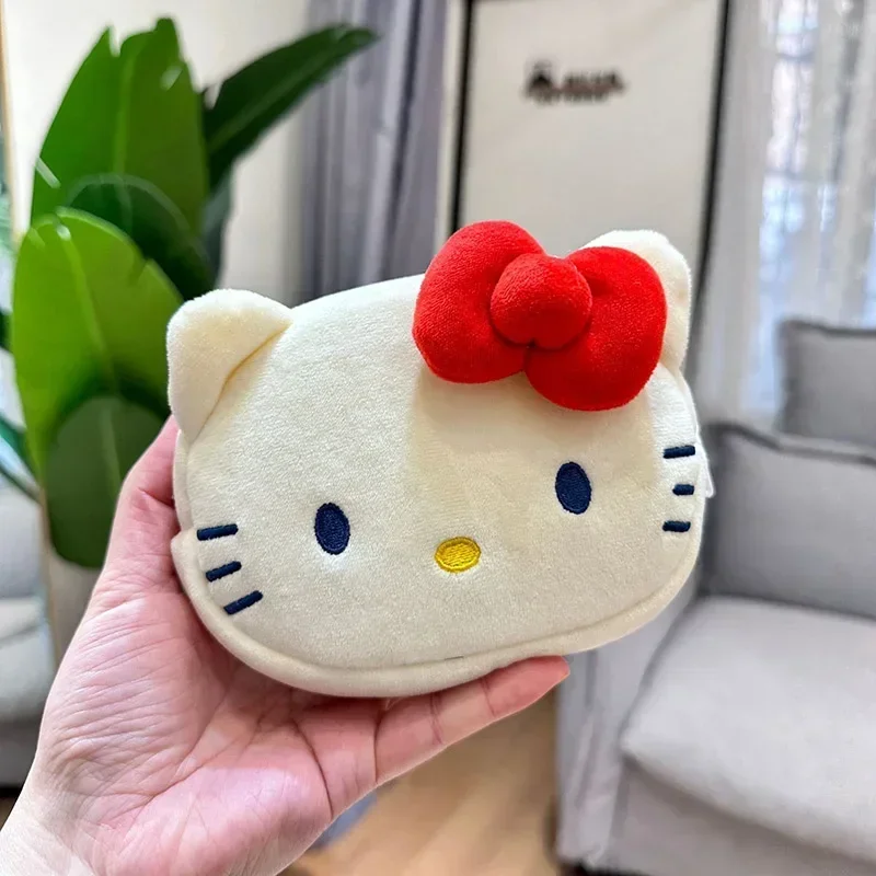 Sanrio Hello Kitty Plush Coin Purse MINISO Anime Cartoon Cute Cartoon My Melody Pochacco Fashion Cosmetic Bag Holiday Gifts