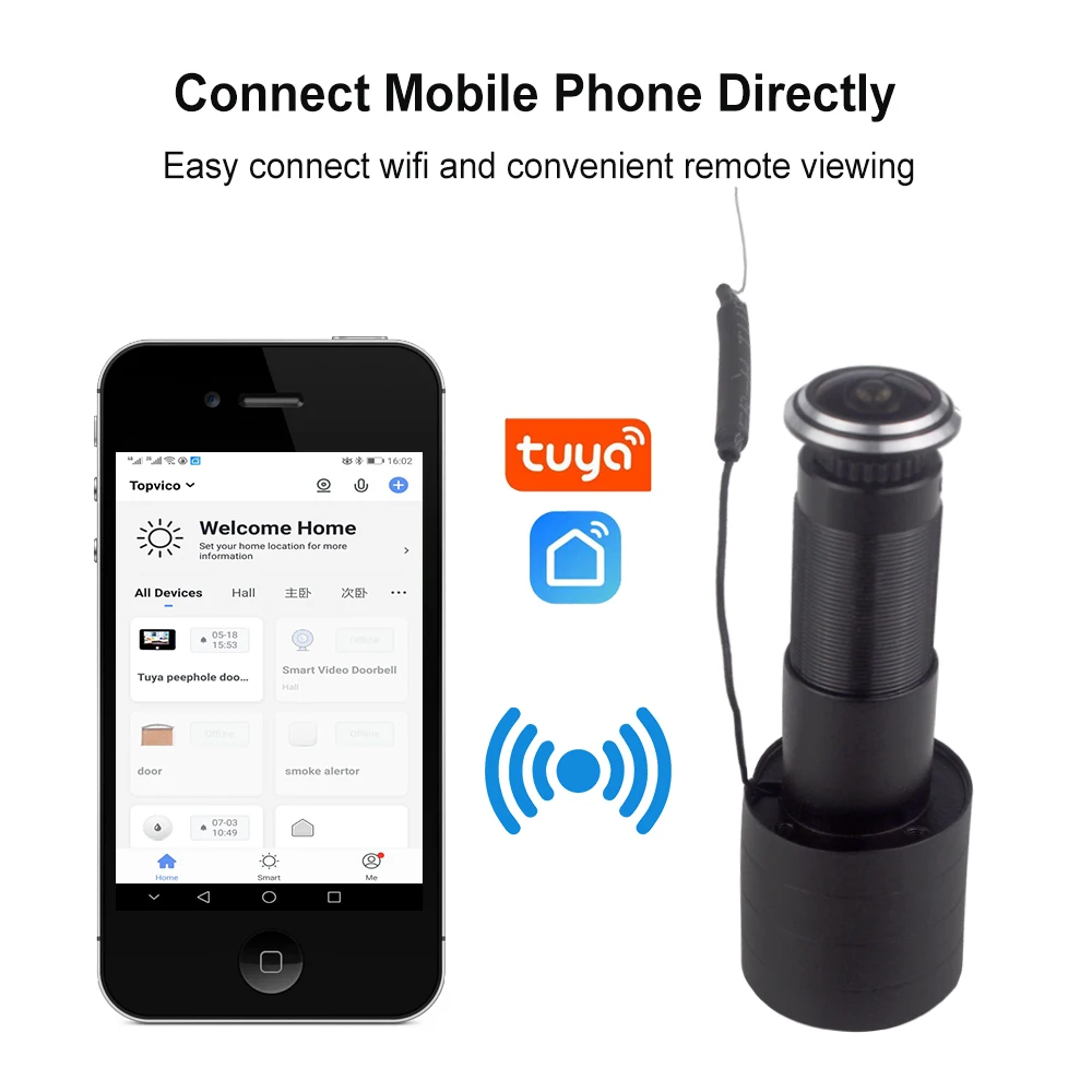 Imagem -05 - Topvico Tuya Olho Mágico de Vídeo Inteligente 2.4g & 5g Wifi Câmera Detecção de Movimento Visor de Porta Vídeo-olho Intercomunicador sem Fio Segurança em Casa