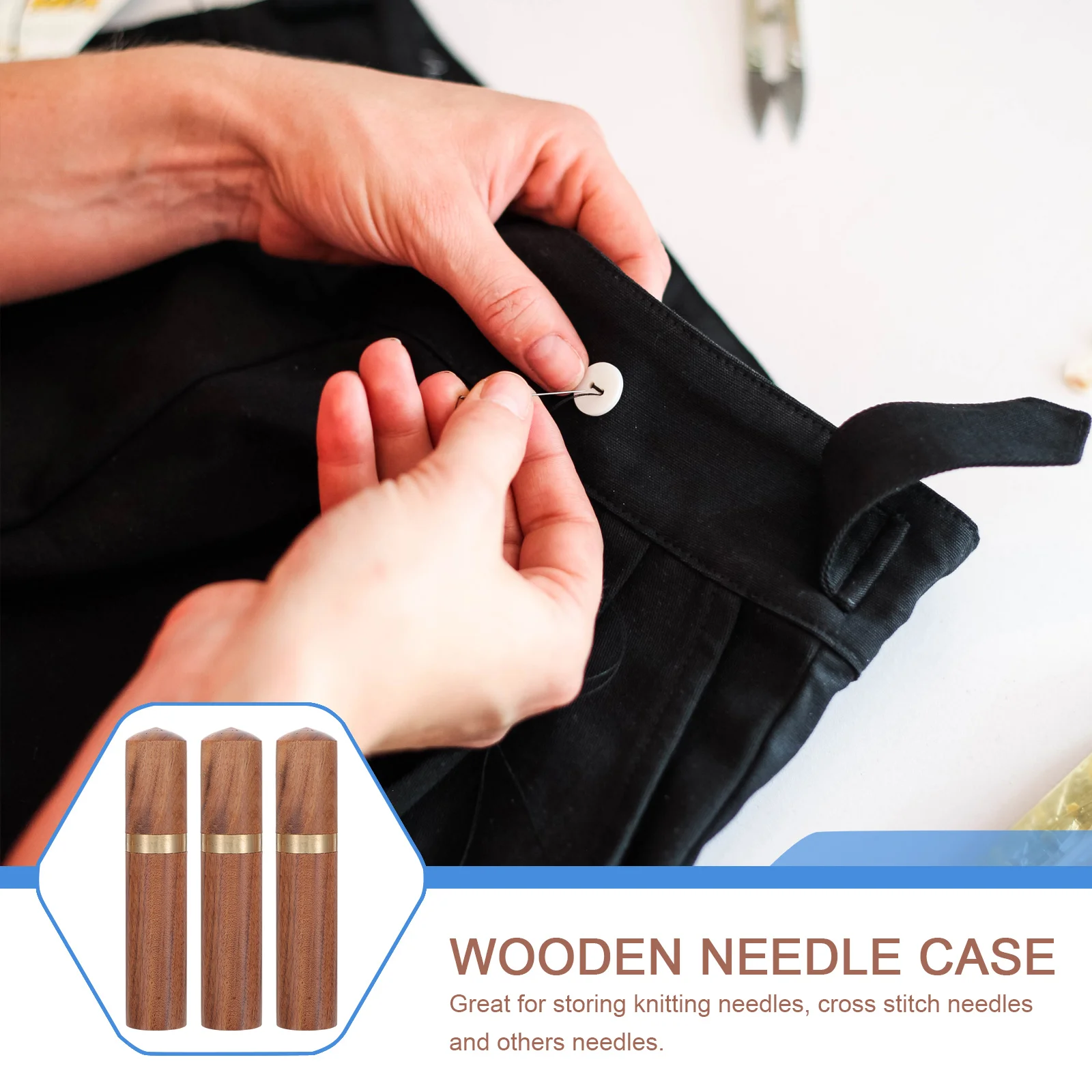 

3pcs Wooden Holders Sewing Needle Storage Tubes Embroidery Tool Organizer Portable Sewing Pin Box Large Capacity Lightweight