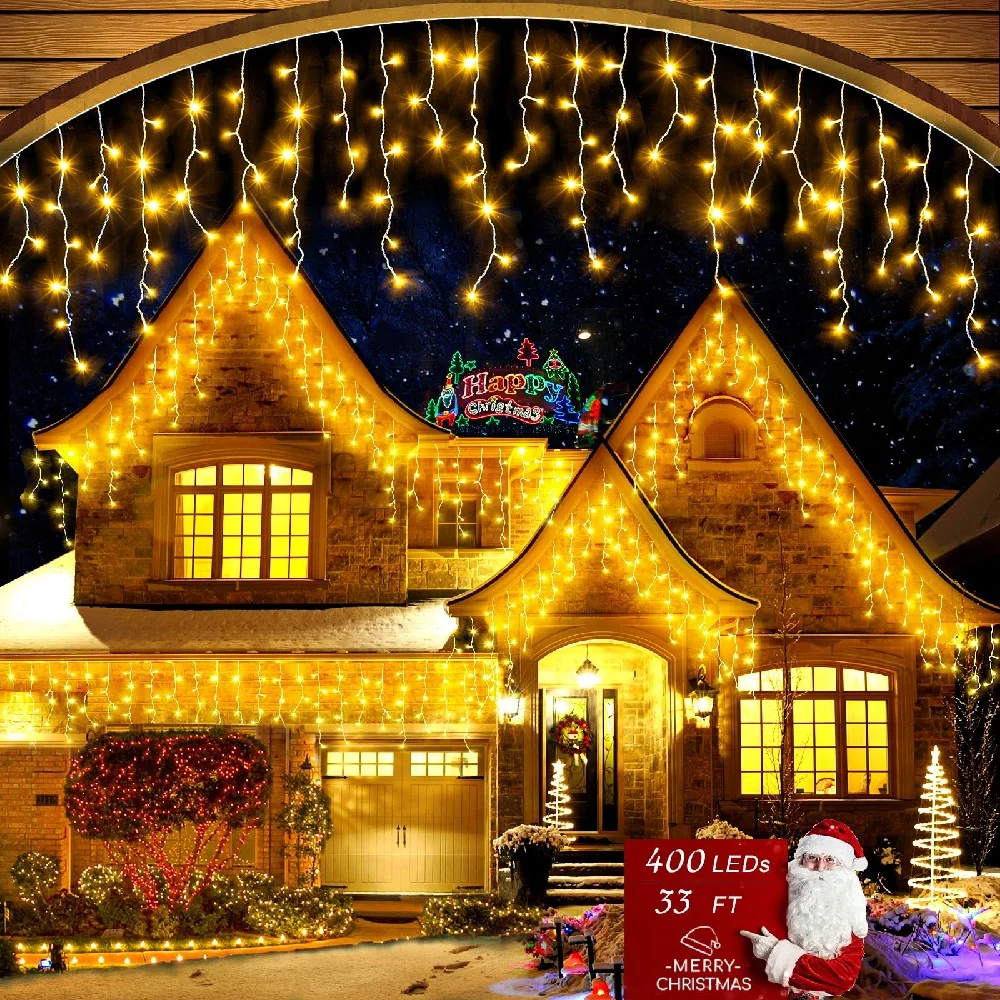 Waterproof Fairy Garland Christmas lights LED Solar Icicle String Lights Halloween Outdoor Decorations Party Home Garden Decor