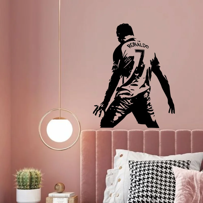 Football Cristiano Ronaldo Vinyl Wall Sticker Soccer Athlete Ronaldo Wall Decals Art Mural For Kis Room Living Decoration #507